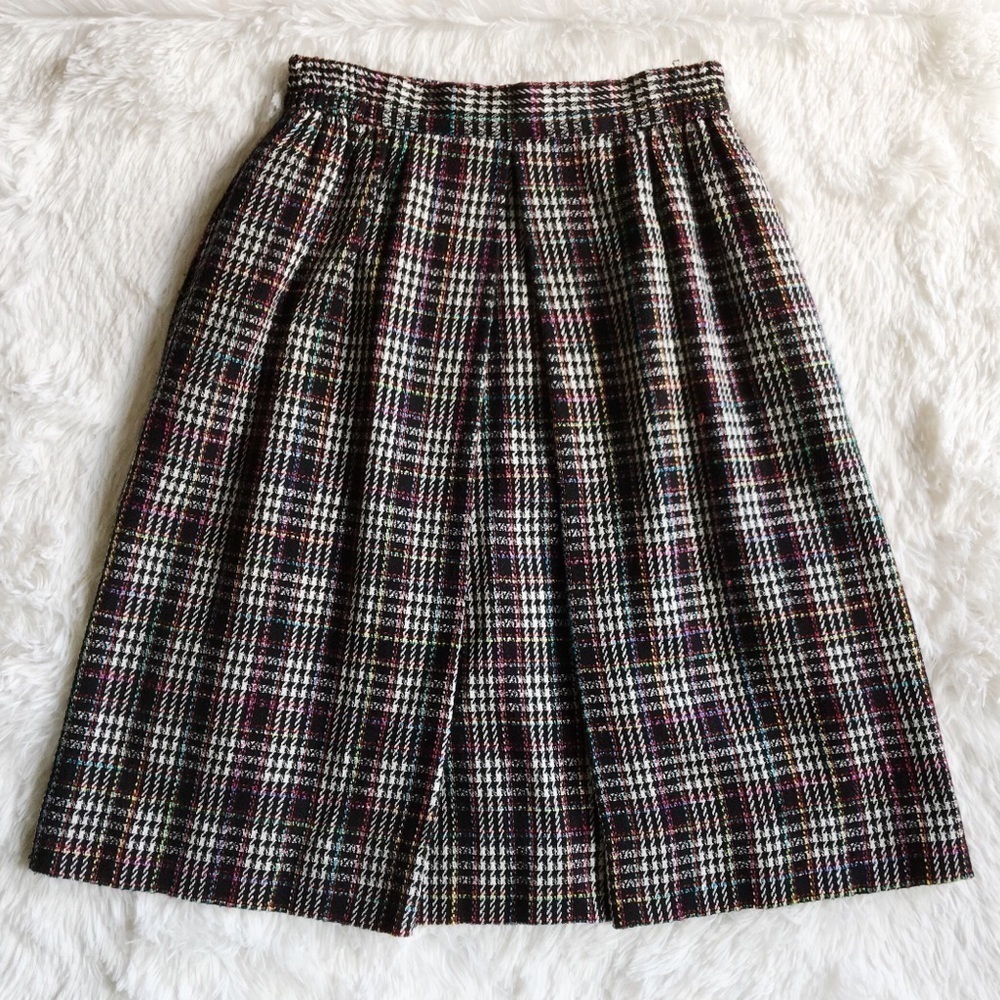 Don Caster VTG Black Tartan Plaid Skirt size 6
